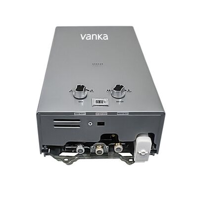 Bezzbiornikowy, niskociśnieniowy podgrzewacz wody na żądanie z odprowadzaniem spalin